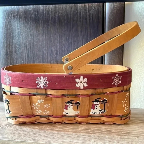 Primitive Snowman Basket Farmhouse Decor - Picture 2 of 5